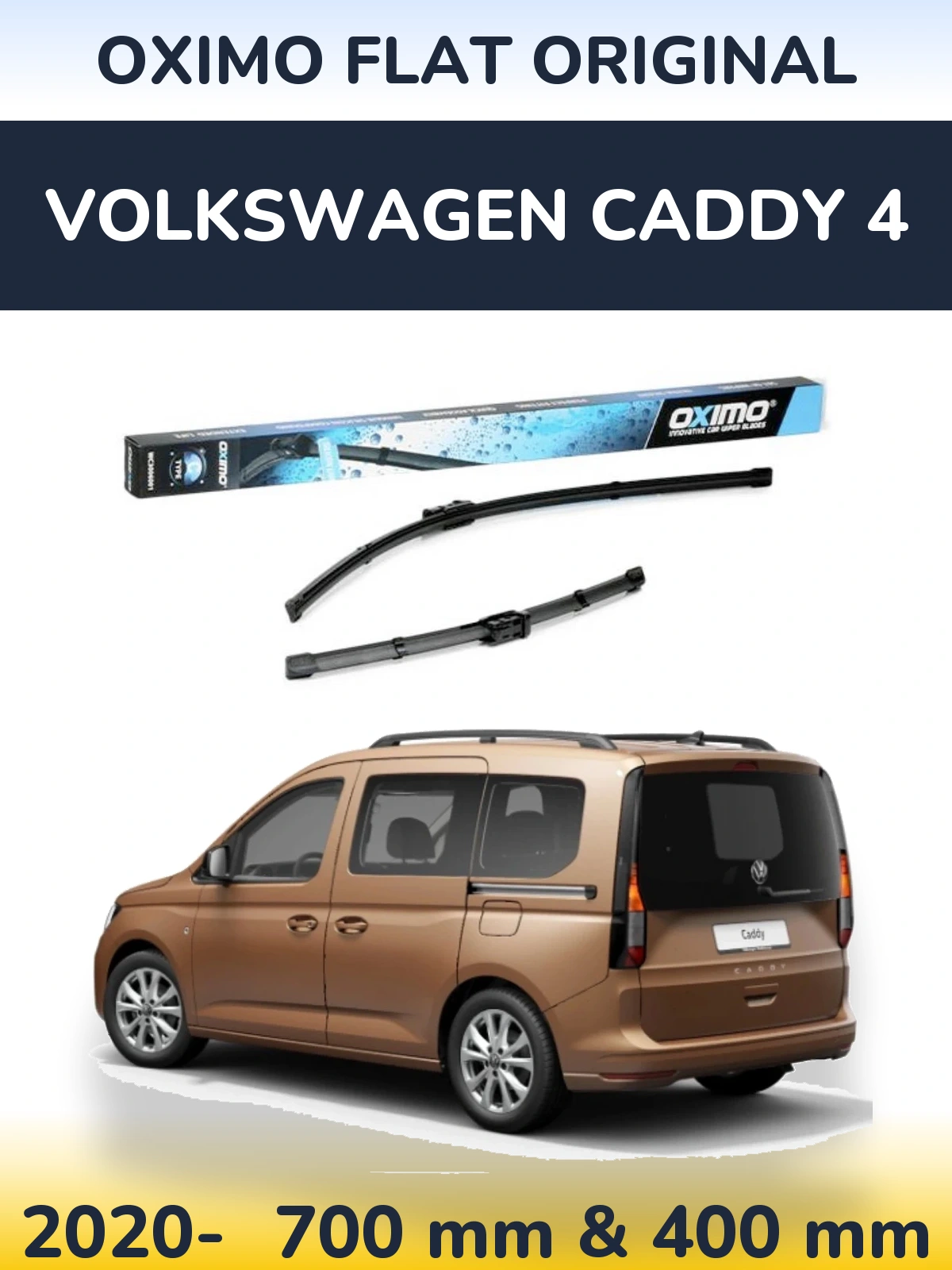 Front wiper blade set Oximo Flat Original 700 & 400 mm for Volkswagen Caddy 4 2020-2026