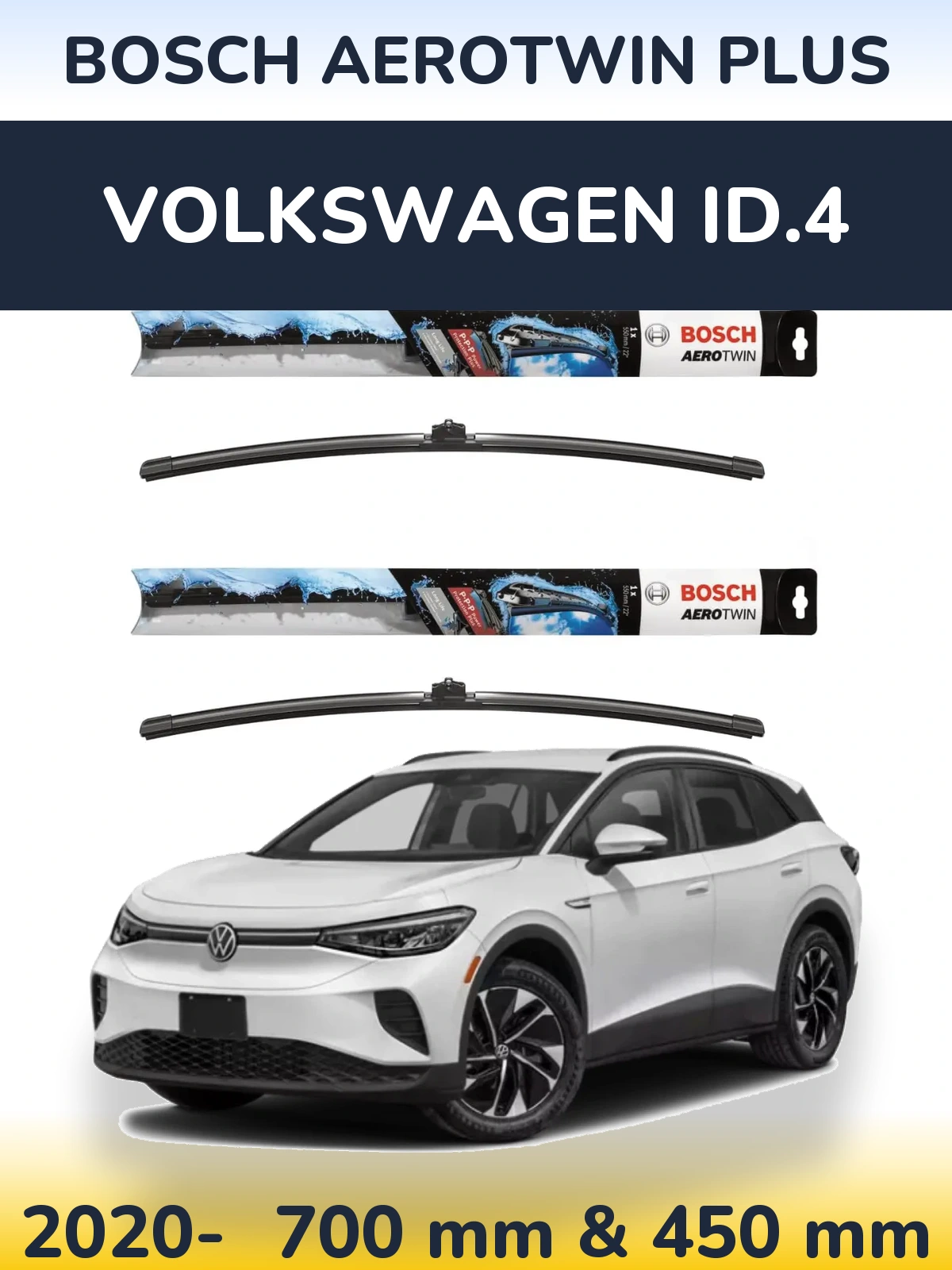 Front wiper blade set BOSCH AeroTwin Plus 700 & 450 mm for Volkswagen ID.4 2020-2026