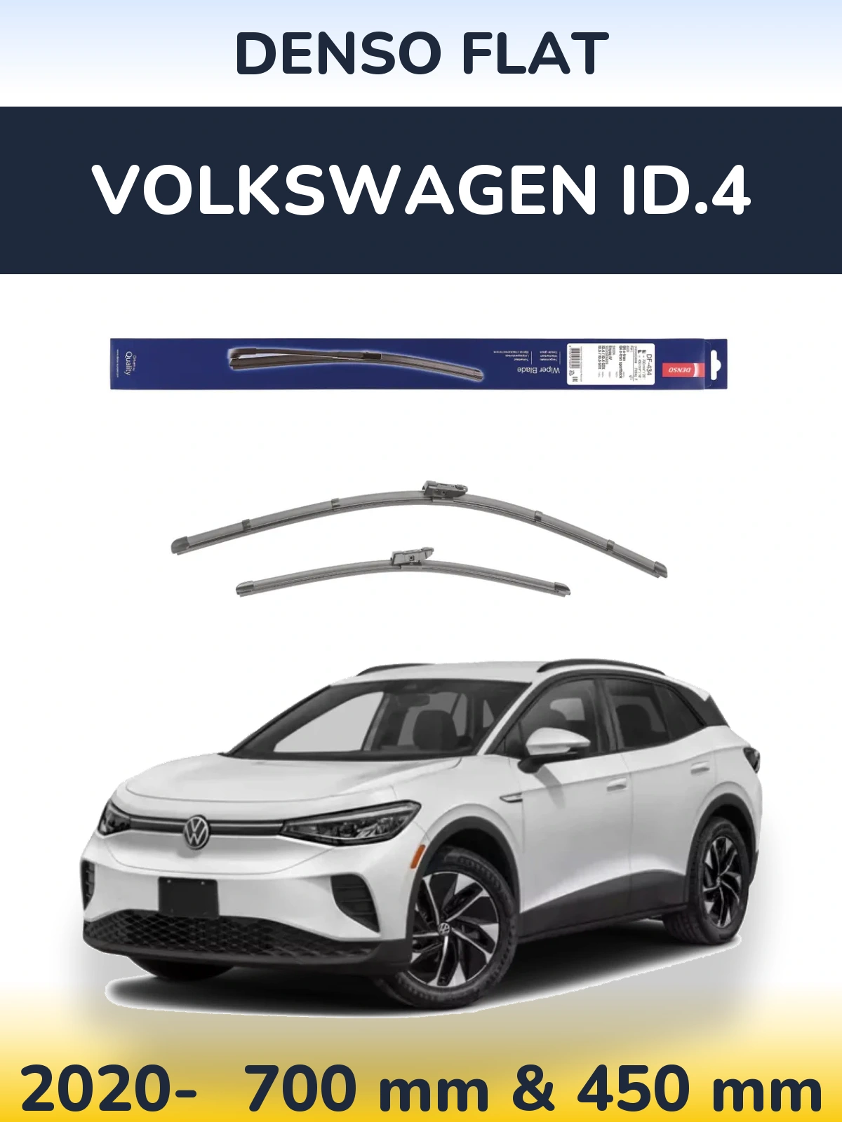 Front wiper blade set Denso Flat 700 & 450 mm for Volkswagen ID.4 2020-2026