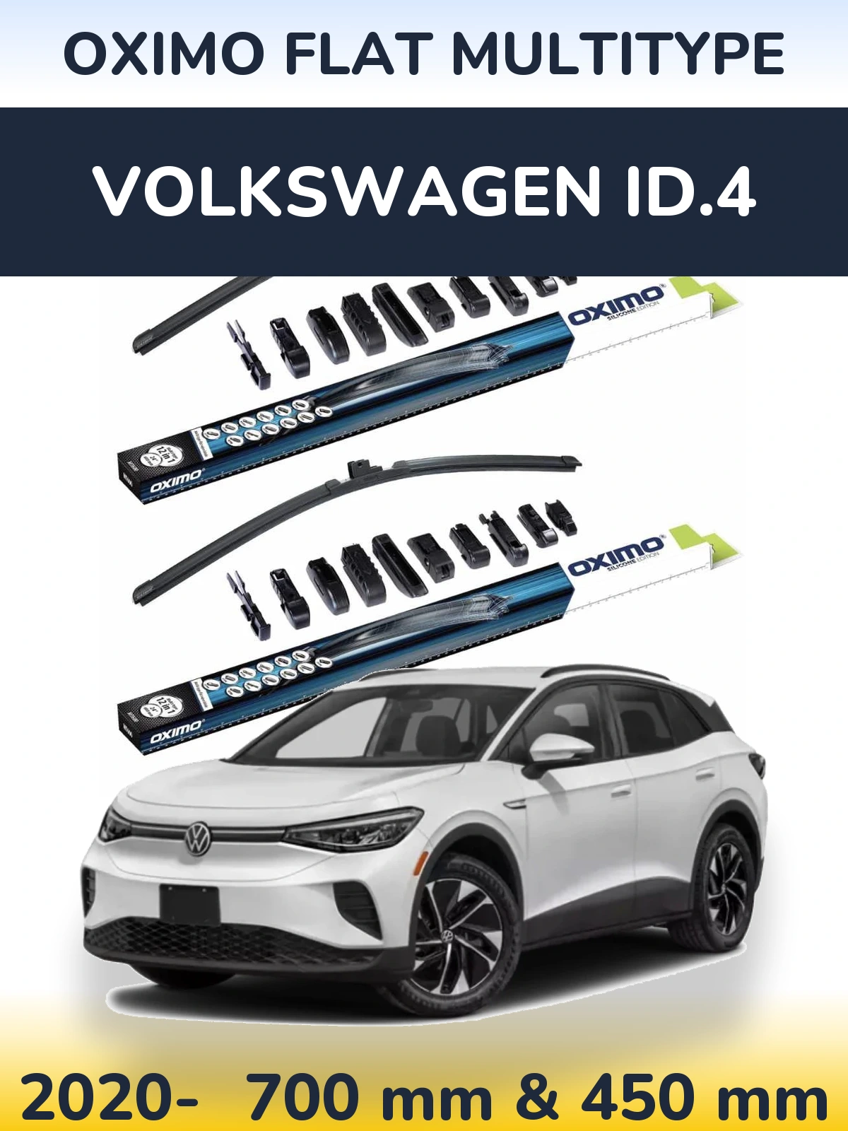 Front wiper blade set Oximo Flat MultiTipoe 700 & 450 mm for Volkswagen ID.4 2020-2026