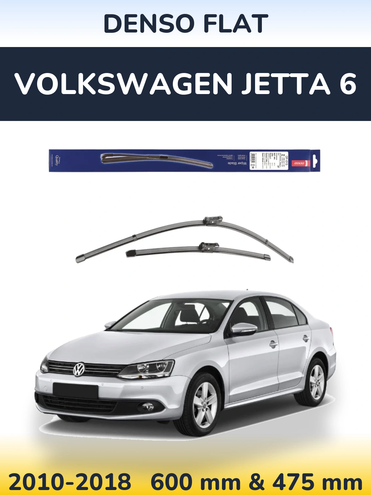 Комплект передних дворников Denso Flat 600 & 475 мм для Volkswagen Jetta 6 2010-2018