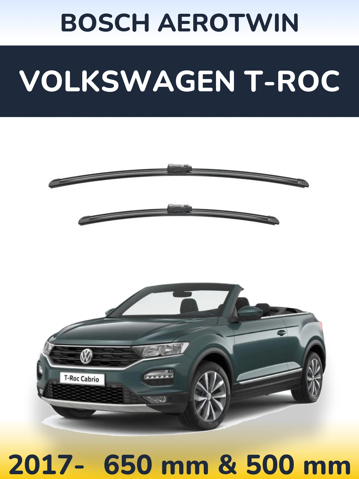 Комплект передніх щіток BOSCH AeroTwin 650 & 500 мм для Volkswagen T-Roc 2017-2026