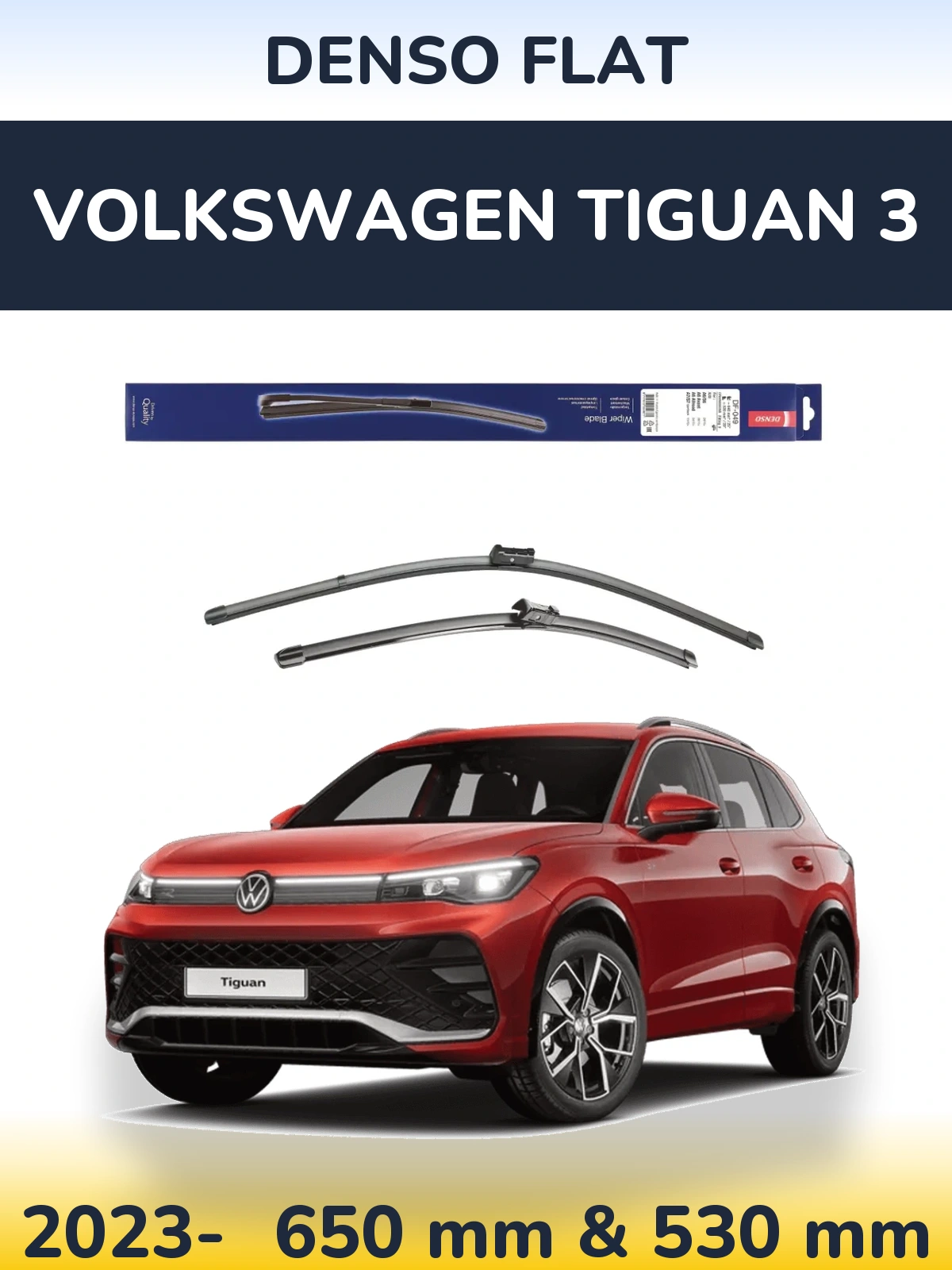 Front wiper blade set Denso Flat 640 & 520 mm for Volkswagen Tiguan 3 2023-2026