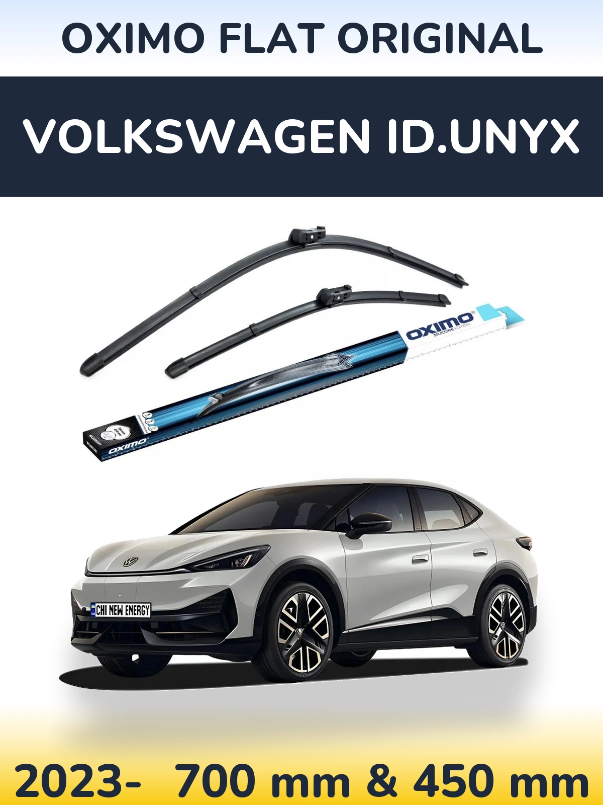 Front wiper blade set Oximo Flat Original 700 & 450 mm for Volkswagen ID.UNYX 2023-2026
