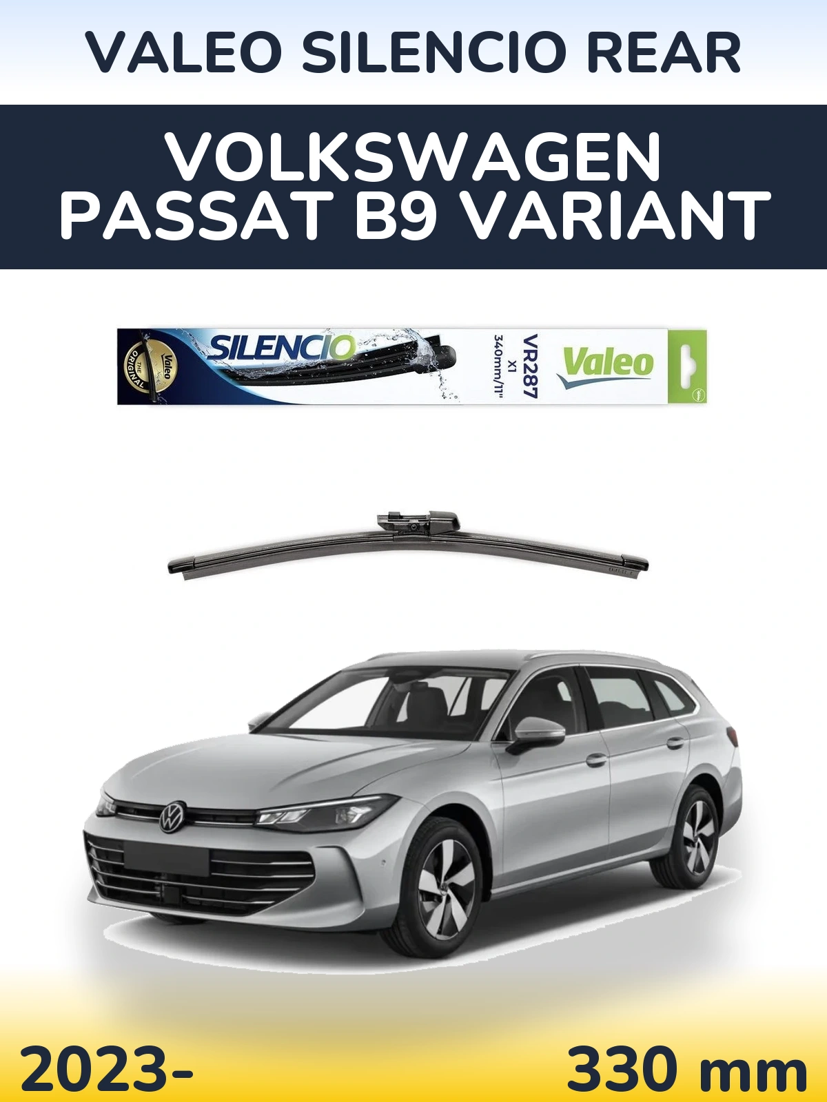 Rear wiper blade Valeo Silencio Rear 340 mm for Volkswagen Passat B9 Variant 2023-2026