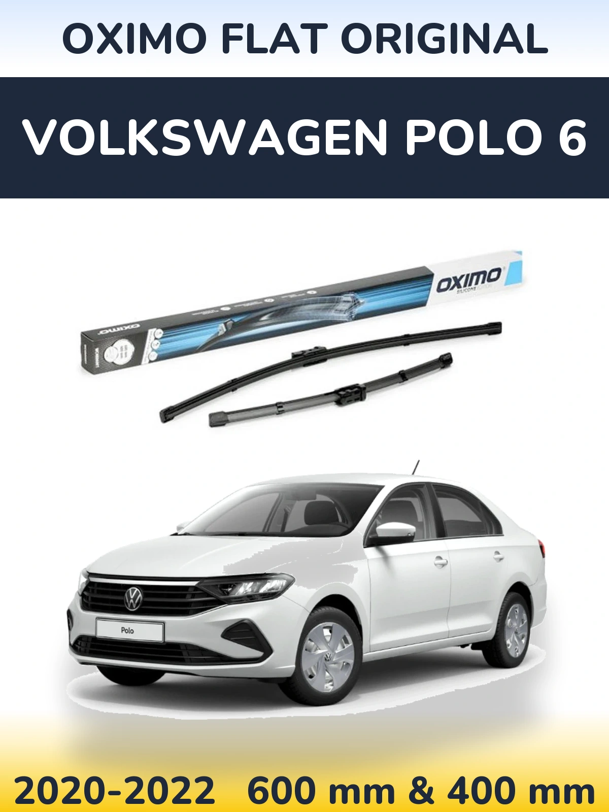 Front wiper blade set Oximo Flat Original 600 & 400 mm for Volkswagen Polo 6 2020-2022