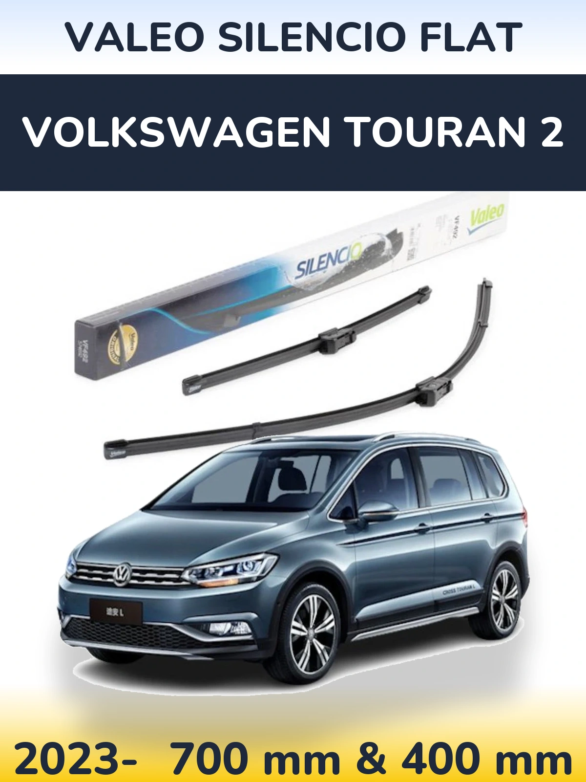 Front wiper blade set Valeo Silencio Flat 700 & 400 mm for Volkswagen Touran 2 2023-2026