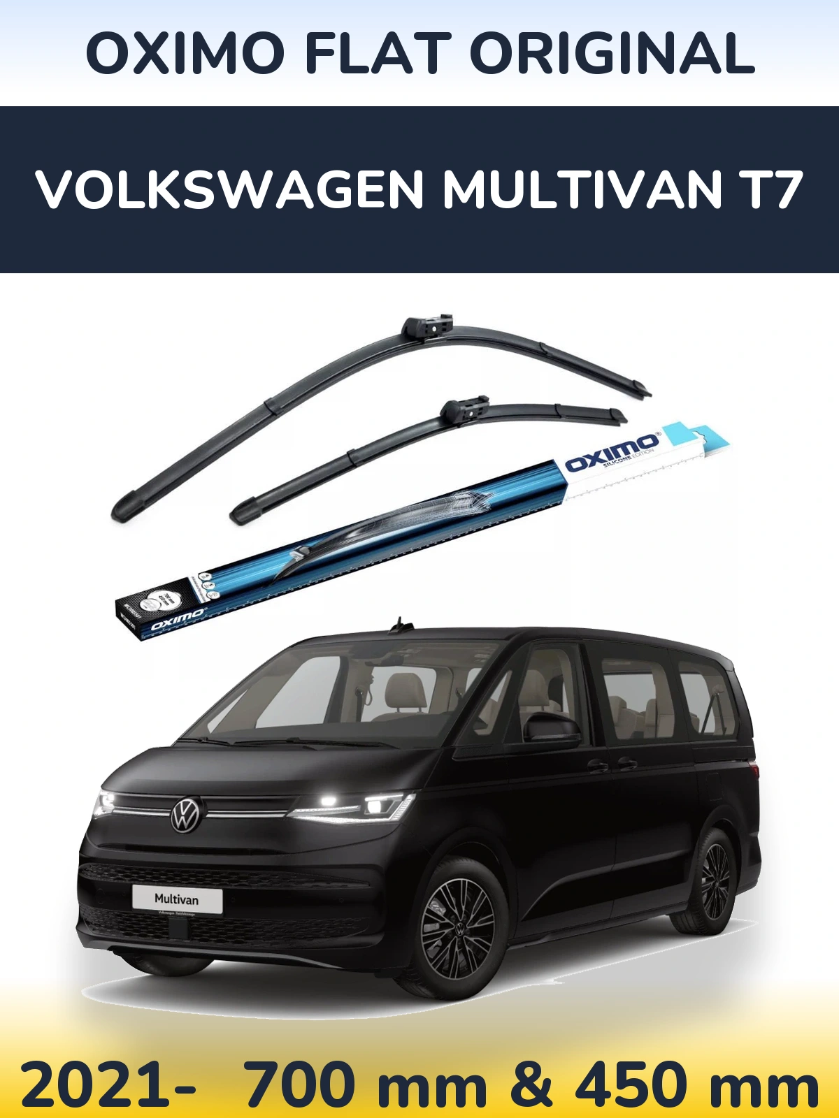 Front wiper blade set Oximo Flat Original 700 & 450 mm for Volkswagen Multivan T7 2021-2026