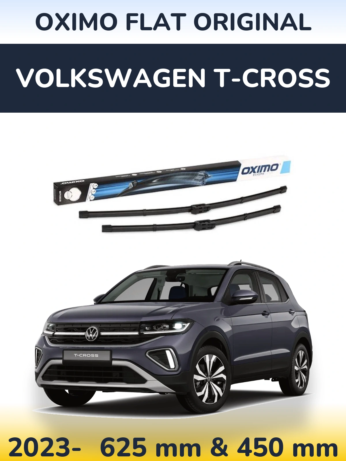Front wiper blade set Oximo Flat Original 600 & 450 mm for Volkswagen T-Cross 2023-2026