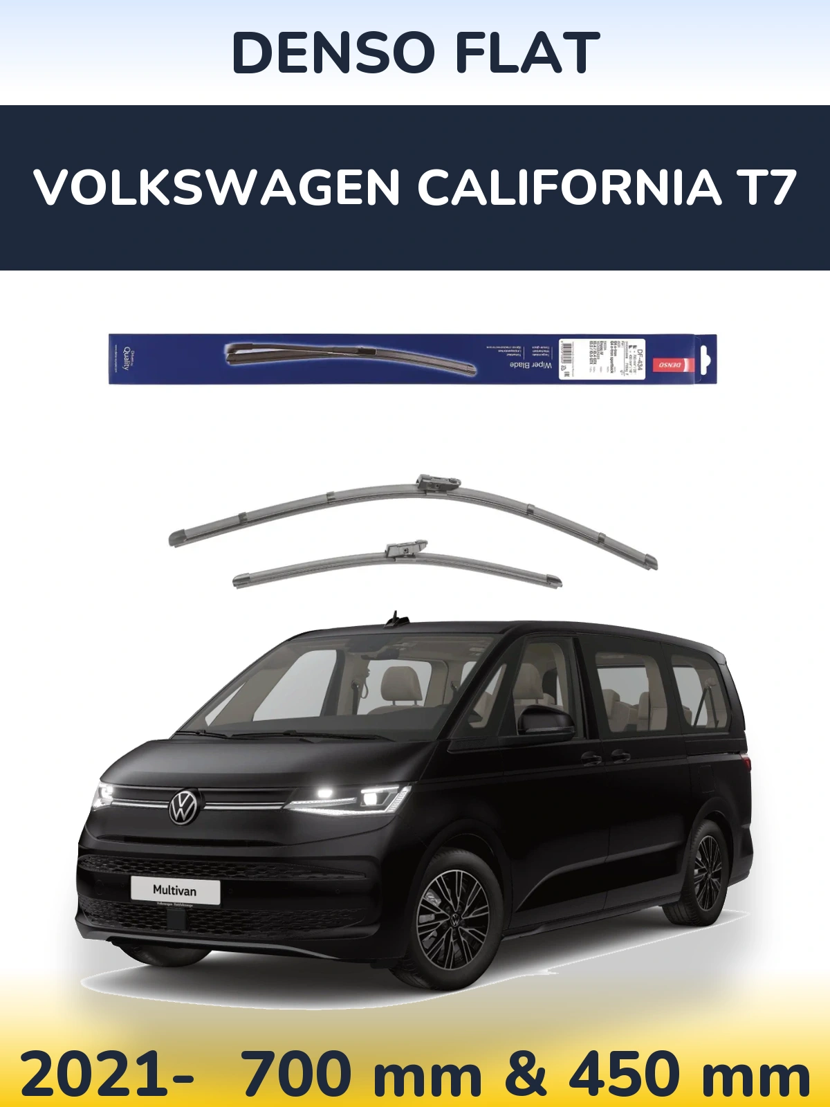 Front wiper blade set Denso Flat 700 & 450 mm for Volkswagen California T7 2021-2026