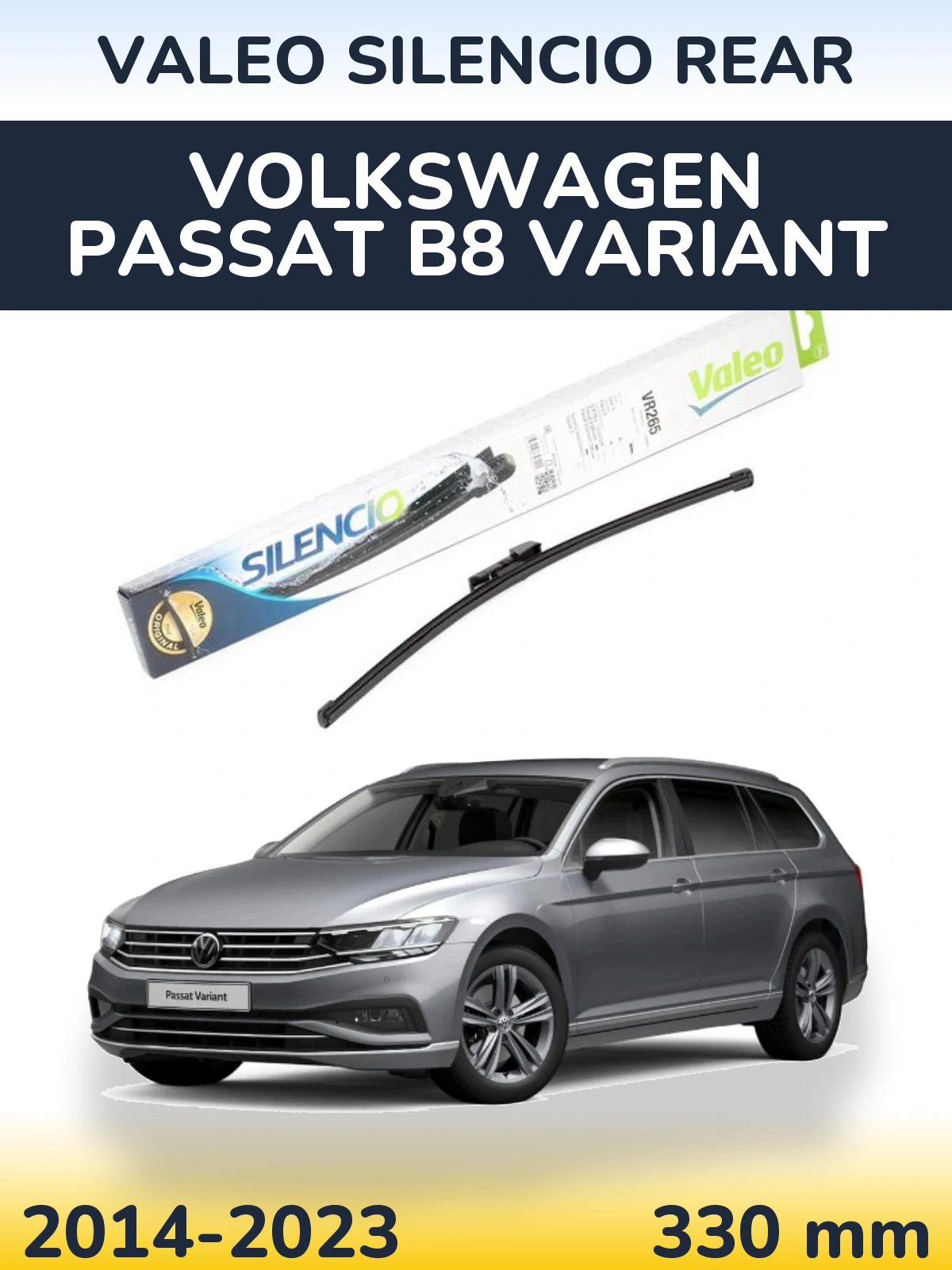 Rear wiper blade Valeo Silencio Rear 335 mm for Volkswagen Passat B8 Variant 2014-2023