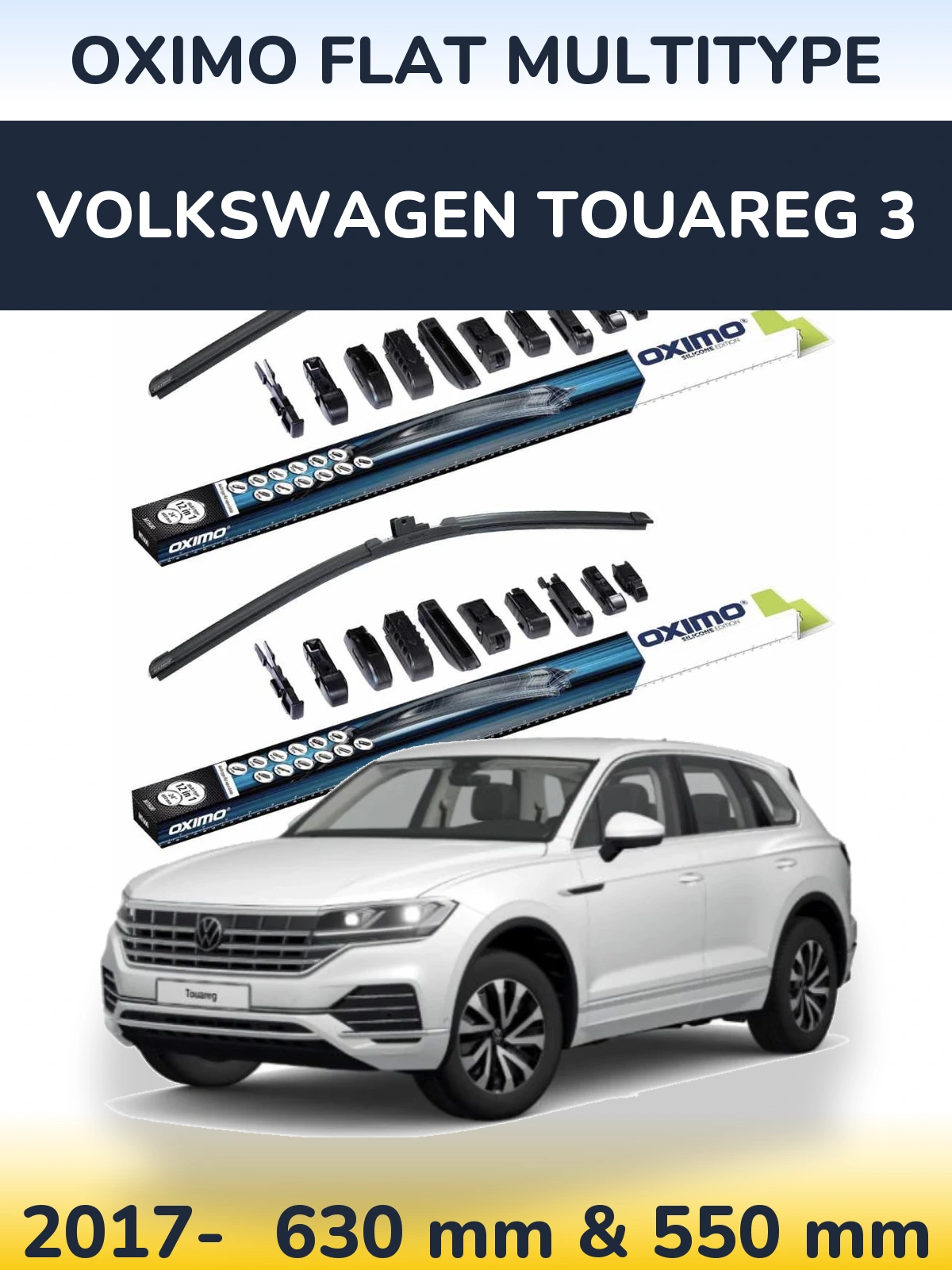 Front wiper blade set Oximo Flat MultiTipoe 600 & 550 mm for Volkswagen Touareg 3 2017-2026