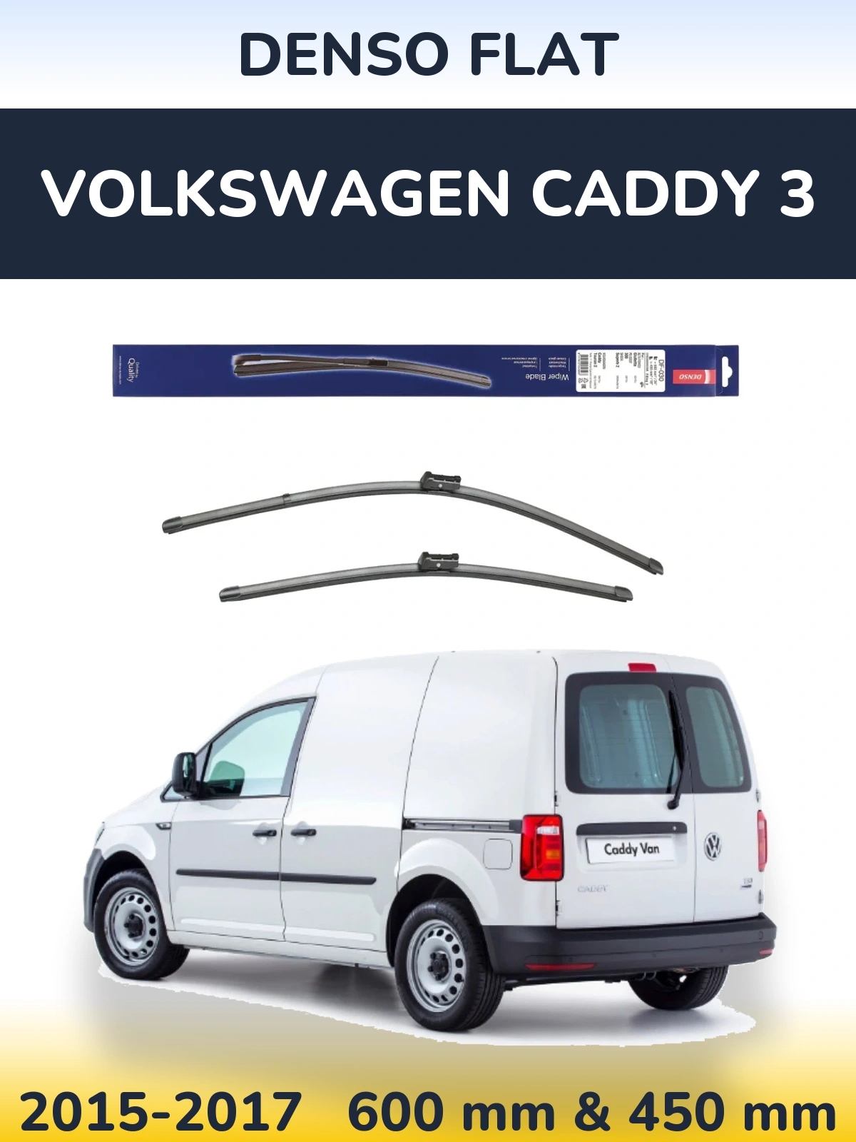 Front wiper blade set Denso Flat 600 & 450 mm for Volkswagen Caddy 3 2015-2017