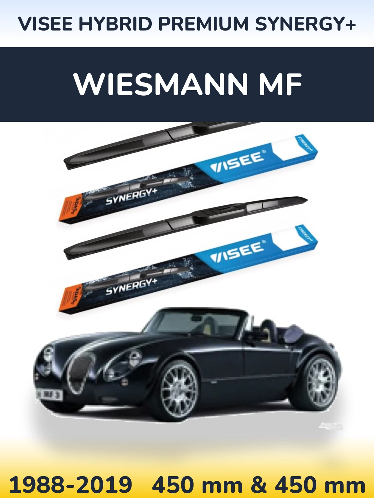 Комплект передних дворников VISEE HYBRID PREMIUM SYNERGY+ 450 & 450 мм для Wiesmann MF 1988-2019
