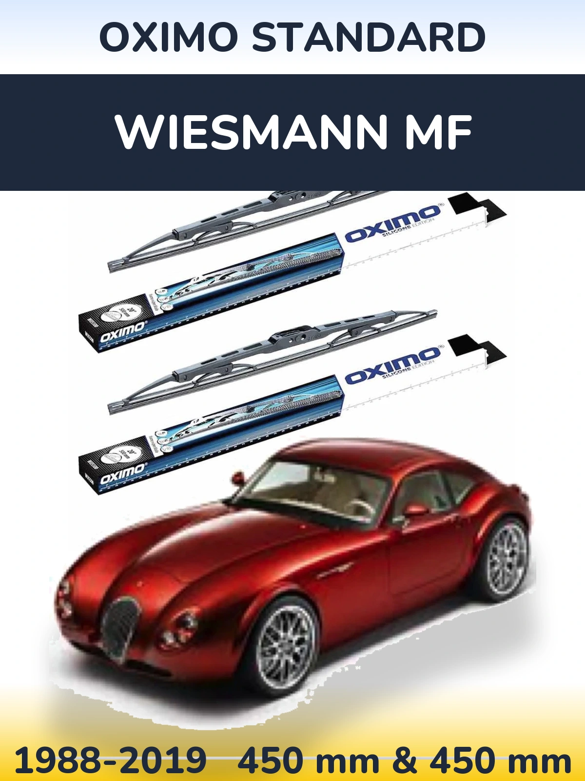 Front wiper blade set Oximo Standard 450 & 450 mm for Wiesmann MF 1988-2019