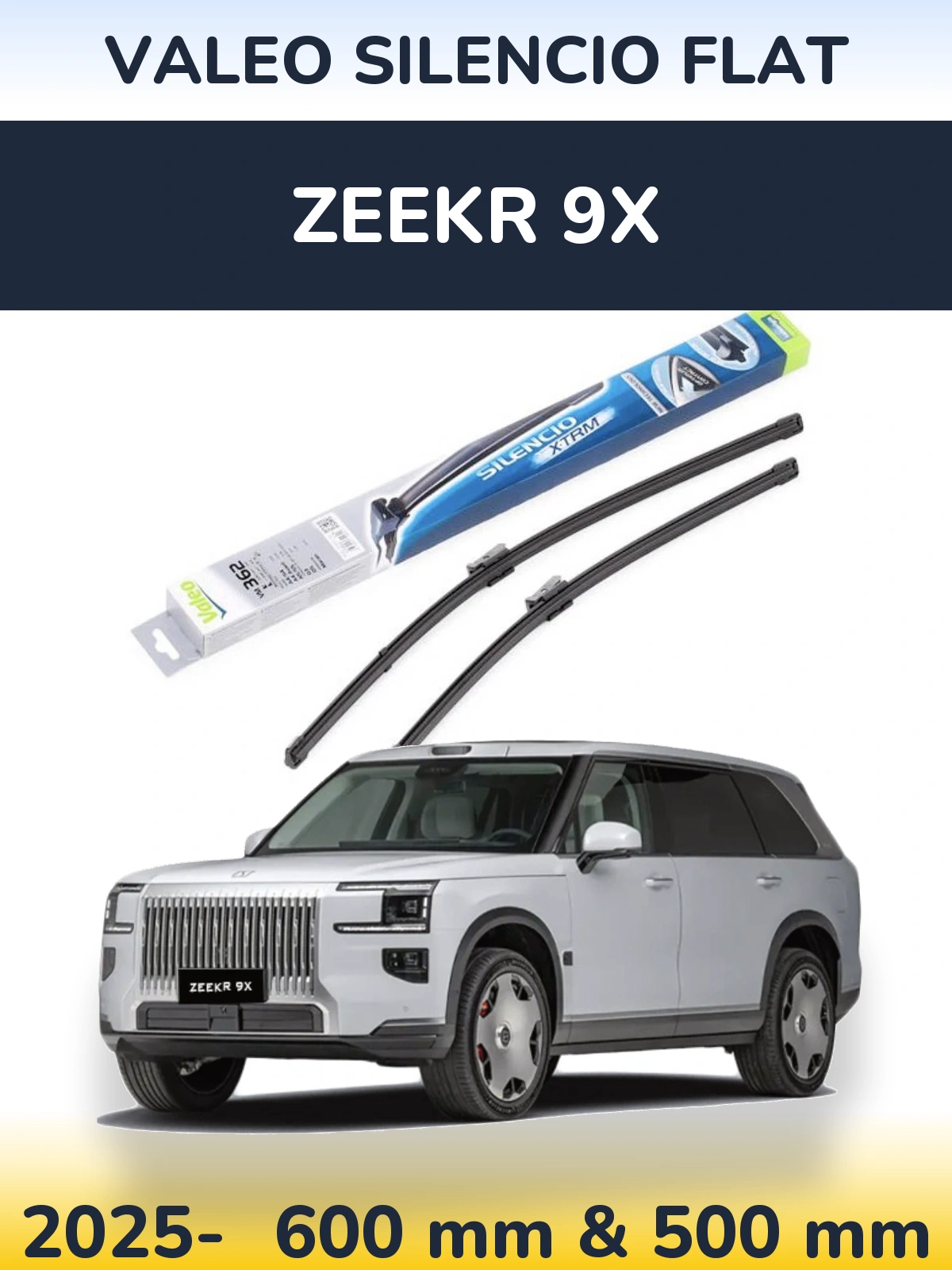 Комплект передних дворников Valeo Silencio Flat 600 & 500 мм для Zeekr 9X 2025-2026