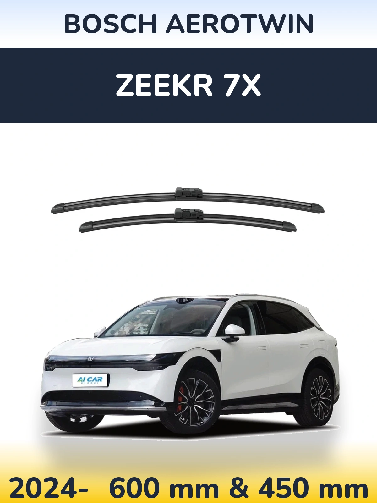 Front wiper blade set BOSCH AeroTwin 600 & 450 mm for Zeekr 7X 2024-2026