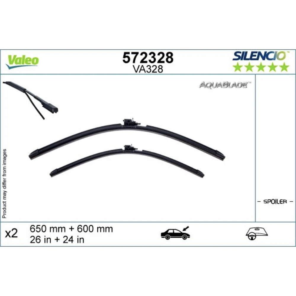 Front wiper blade set Valeo Aqua Blade 650 & 600 mm for Mercedes Sprinter 2018-2026