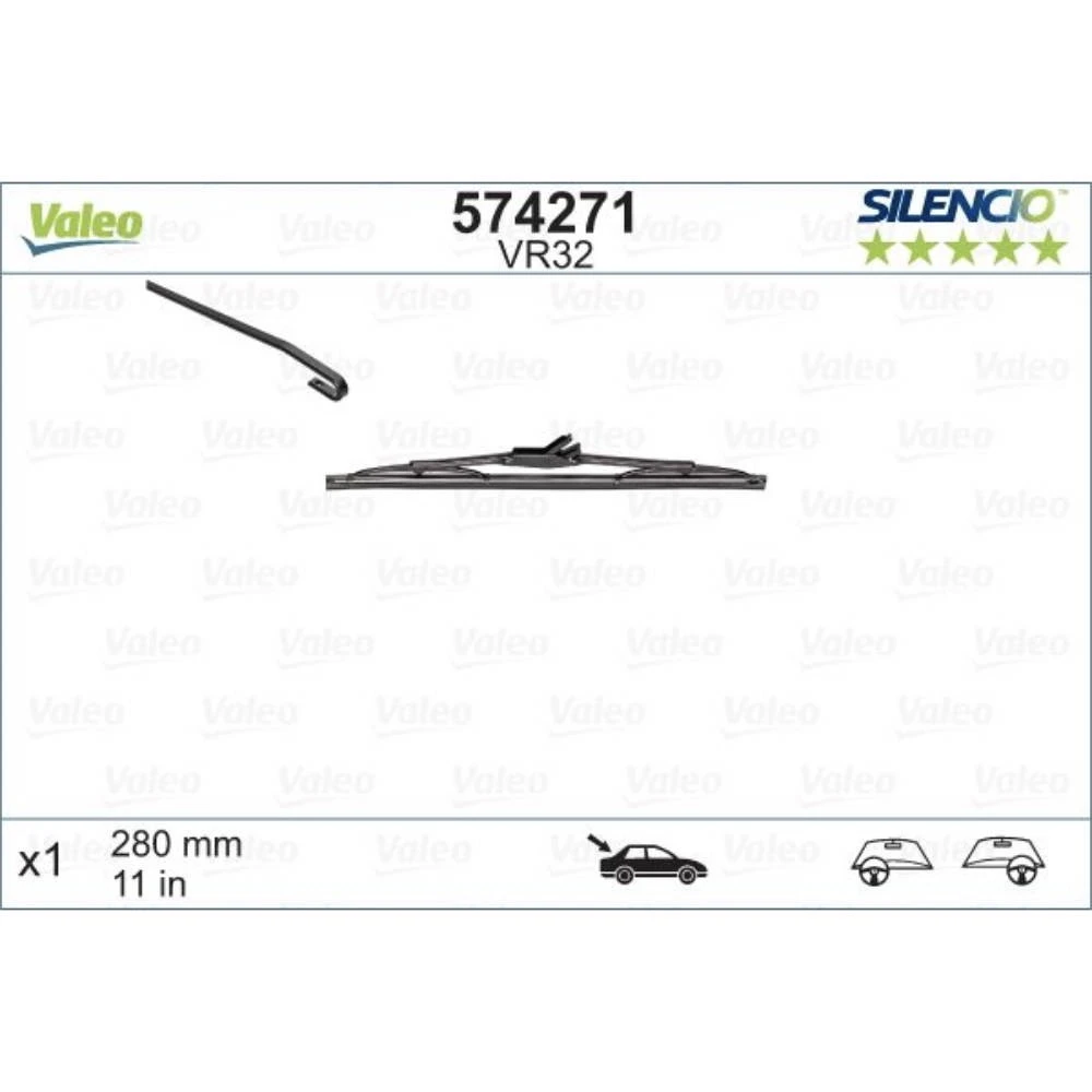 Rear wiper blade Valeo Silencio Rear 280 mm for SEAT Cordoba 1 Vario kombi 1993-2002