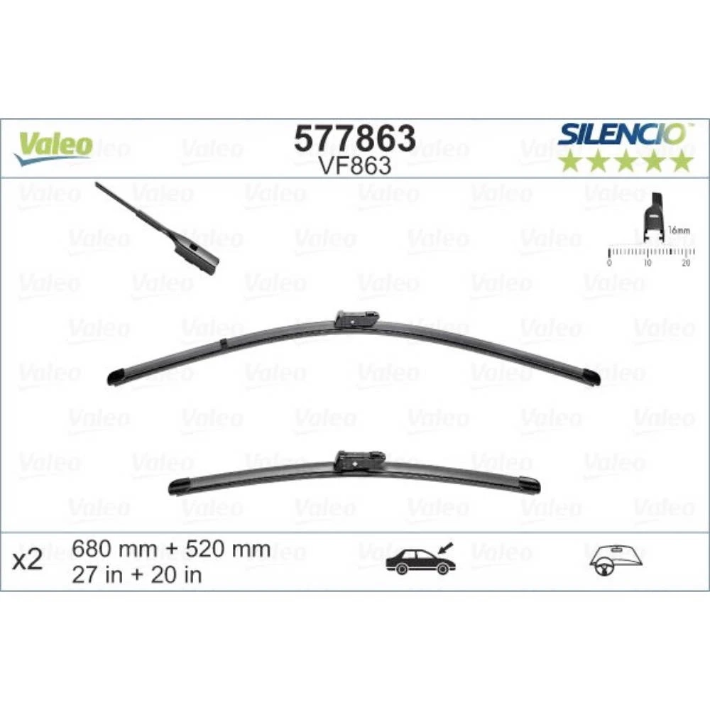 Tergicristalli Valeo Silencio Flat per Bentley Bentayga