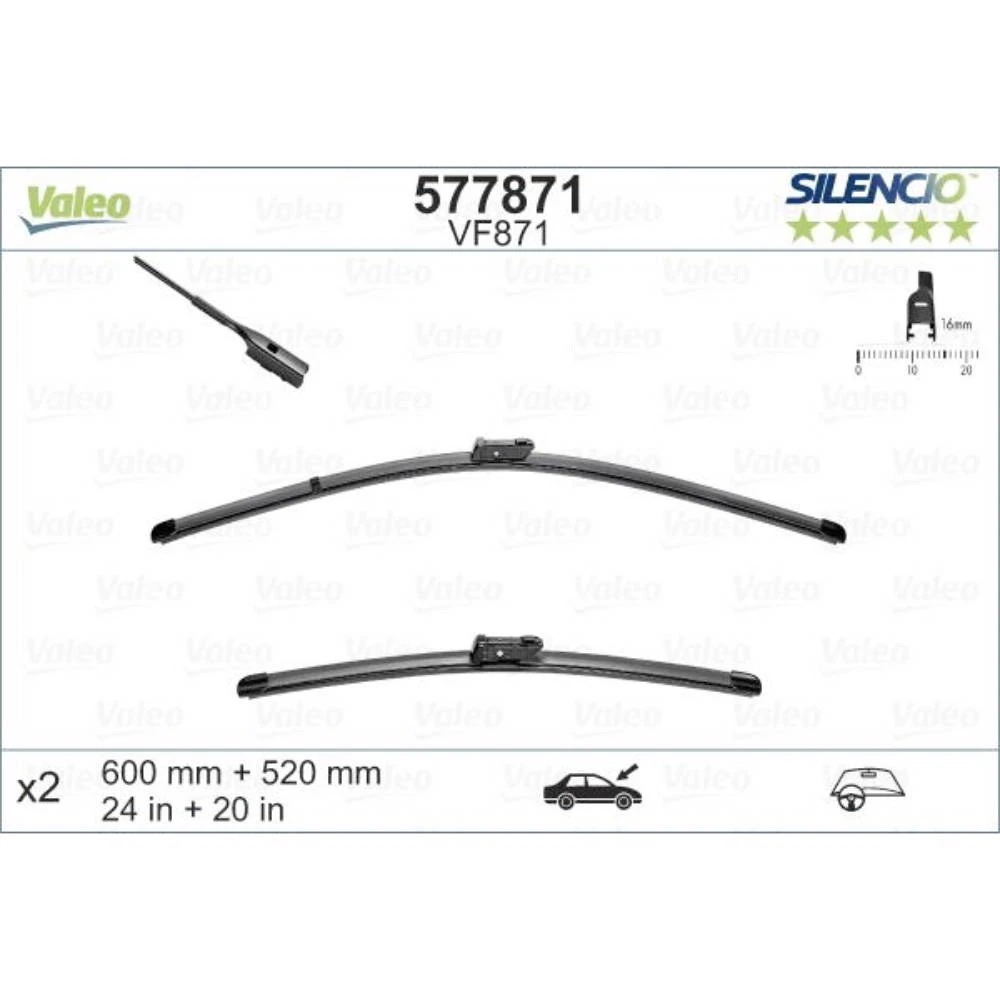Tergicristalli Valeo Silencio Flat per Bentley Continental