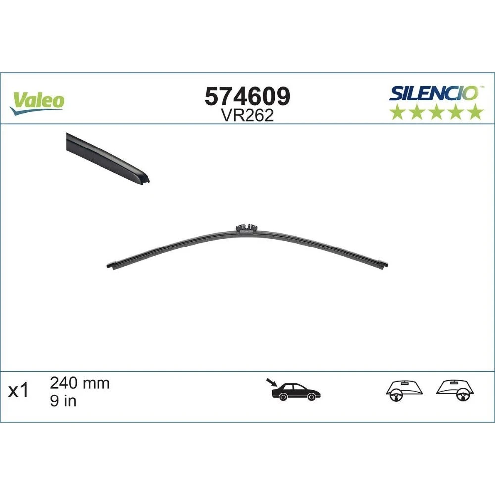 Rear wiper blade Valeo Silencio Rear 240 mm for MINI Cooper 2021-2023