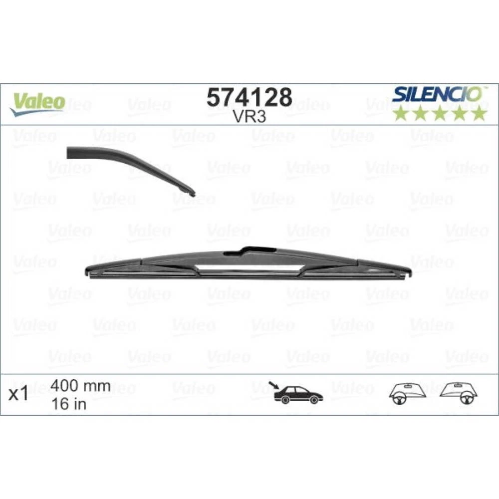 Rear wiper blade Valeo Silencio Rear 400 mm for Chrysler Voyager 2008-2009