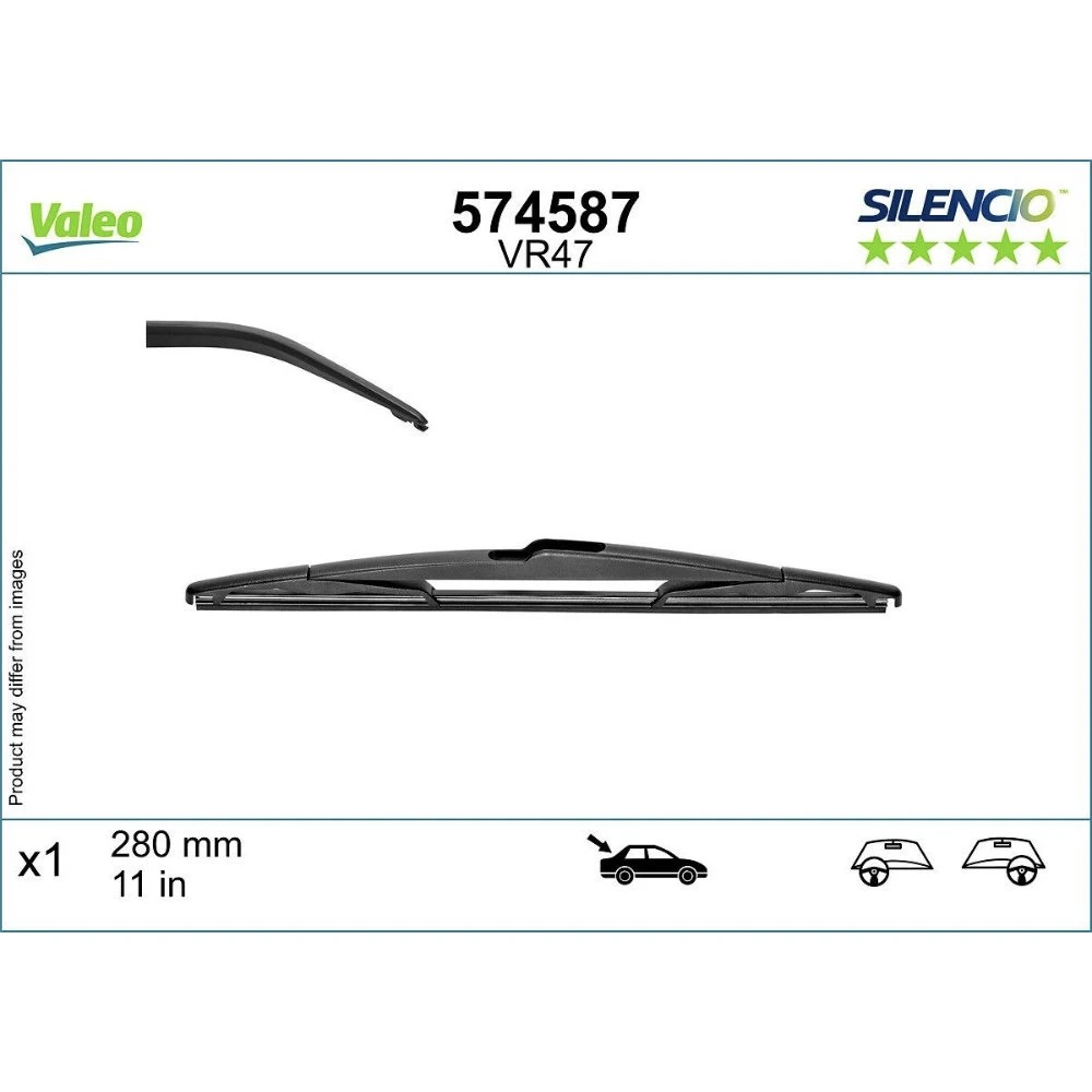 Rear wiper blade Valeo Silencio Rear 280 mm for Lincoln MKT 2009-2019